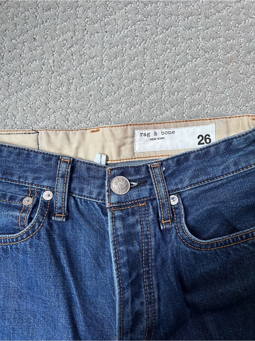 rag & bone Women's Wide Leg Jeans in Dark Blue Denim - Picture 3 of 7